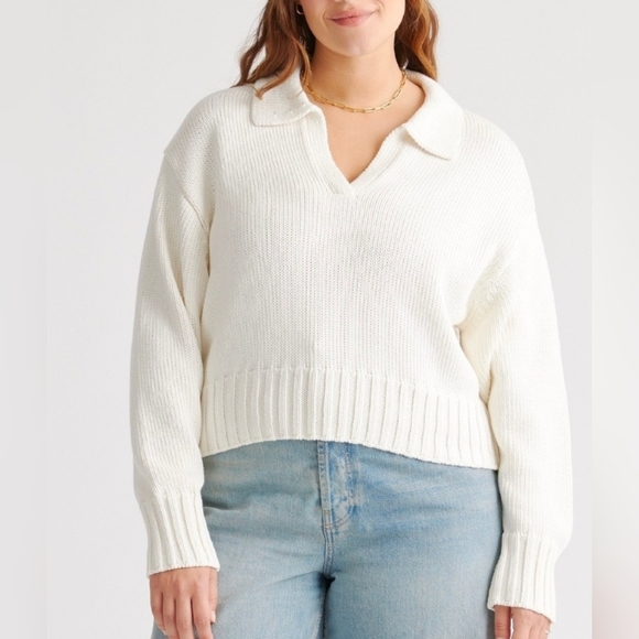 Quince Sweaters - NWT 100% Organic Cropped Cotton Polo Sweater SzXS